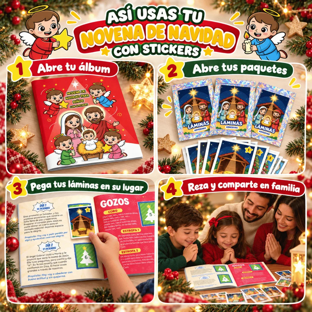 Novena de Navidad Adaptada para Niños – Álbum con Láminas tipo Panini