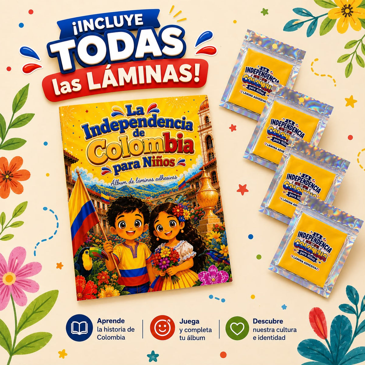 Colombia: Nuestra Historia en Stickers – Álbum de la Independencia para Niños