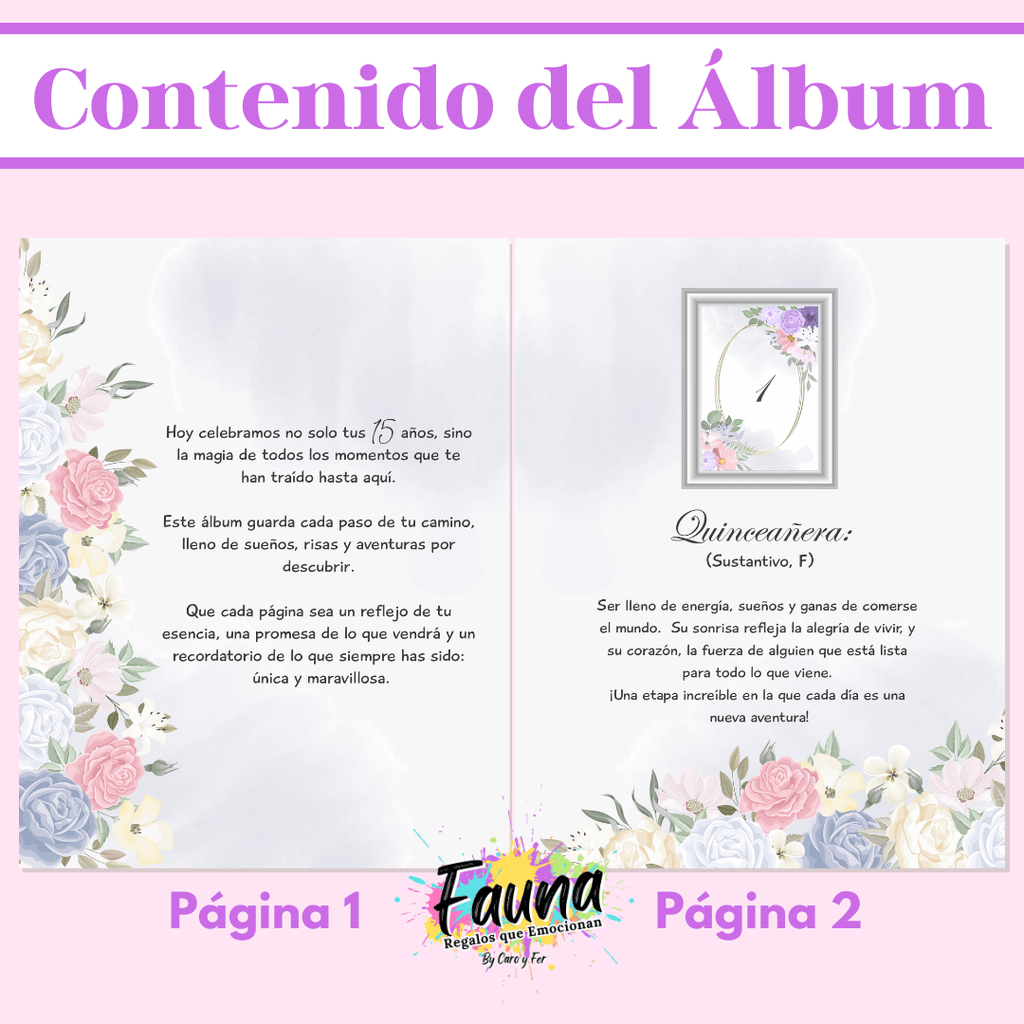 Álbum de Láminas 15 Años Personalizado con 18 Fotos - Fauna Regalos que emocionan
