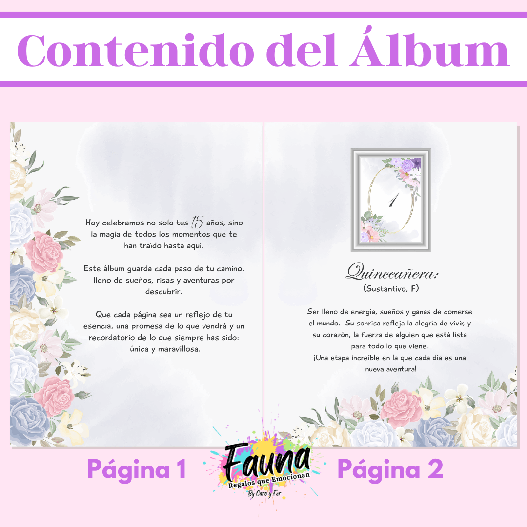 Álbum de Láminas 15 Años Personalizado con 18 Fotos - Fauna Regalos que emocionan