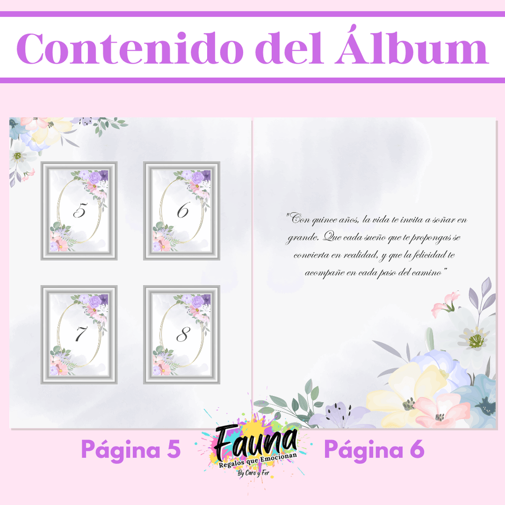 Álbum de Láminas 15 Años Personalizado con 18 Fotos - Fauna Regalos que emocionan