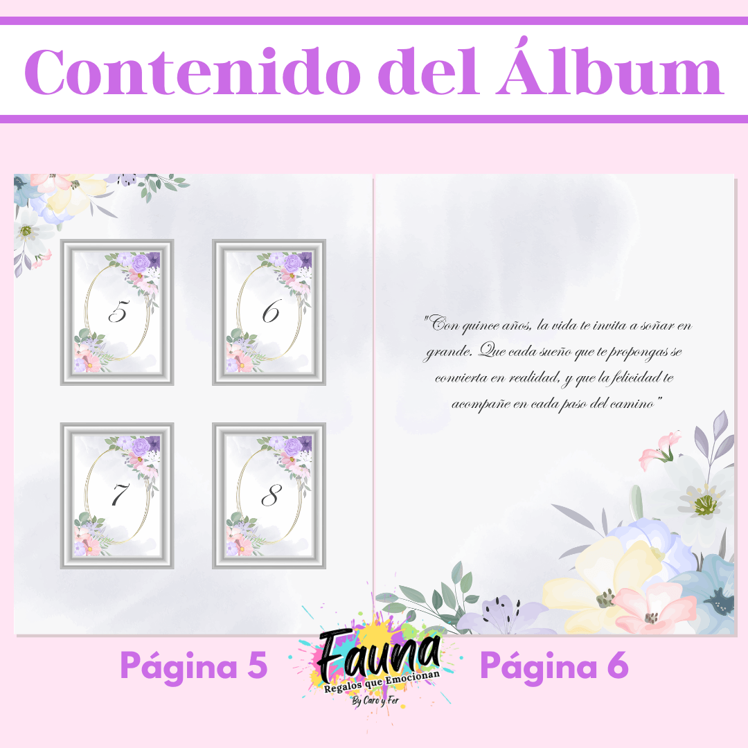 Álbum de Láminas 15 Años Personalizado con 18 Fotos - Fauna Regalos que emocionan
