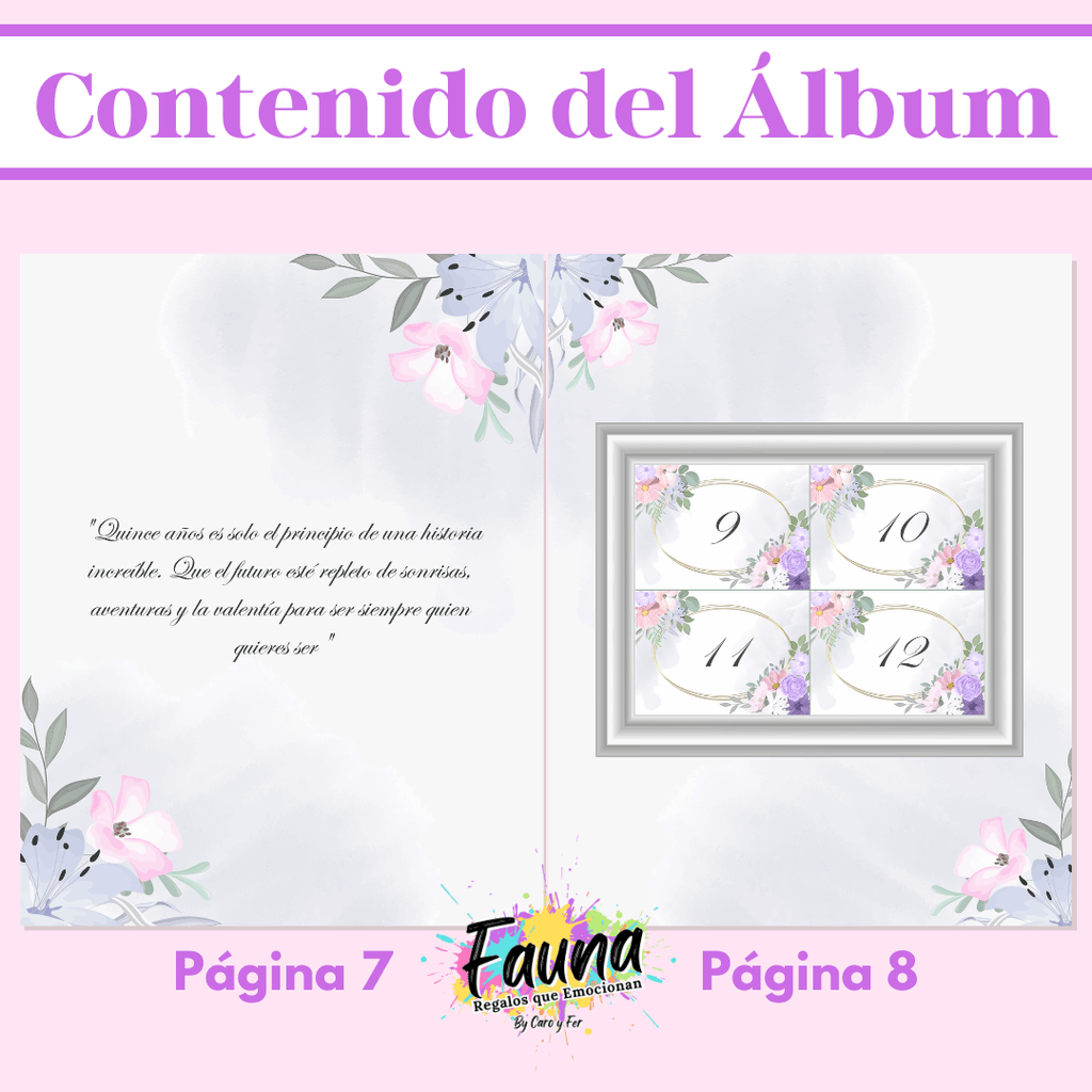 Álbum de Láminas 15 Años Personalizado con 18 Fotos - Fauna Regalos que emocionan