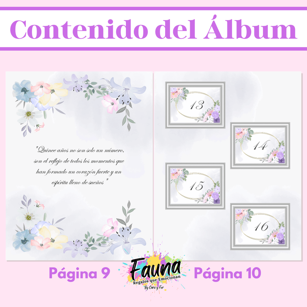 Álbum de Láminas 15 Años Personalizado con 18 Fotos - Fauna Regalos que emocionan