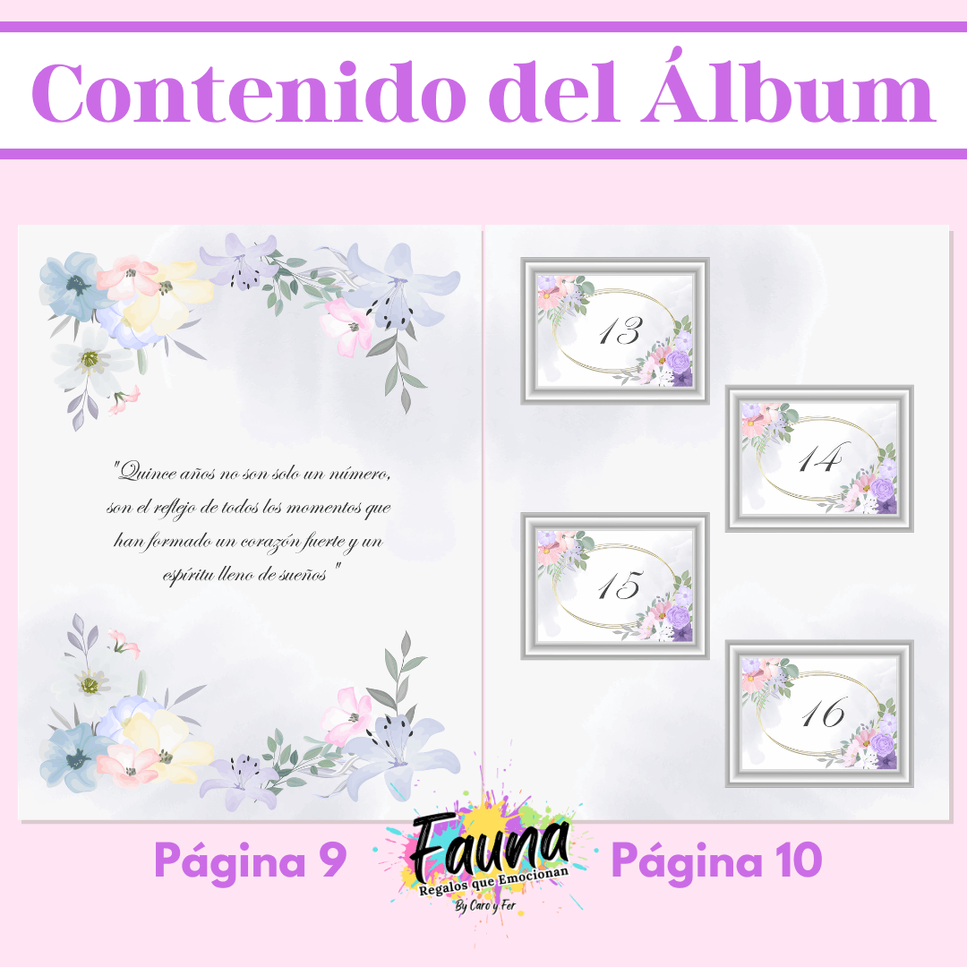 Álbum de Láminas 15 Años Personalizado con 18 Fotos - Fauna Regalos que emocionan