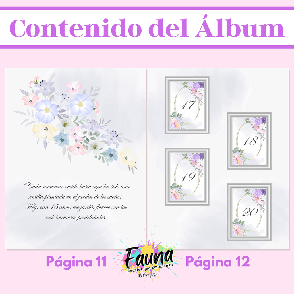 Álbum de Láminas 15 Años Personalizado con 18 Fotos - Fauna Regalos que emocionan