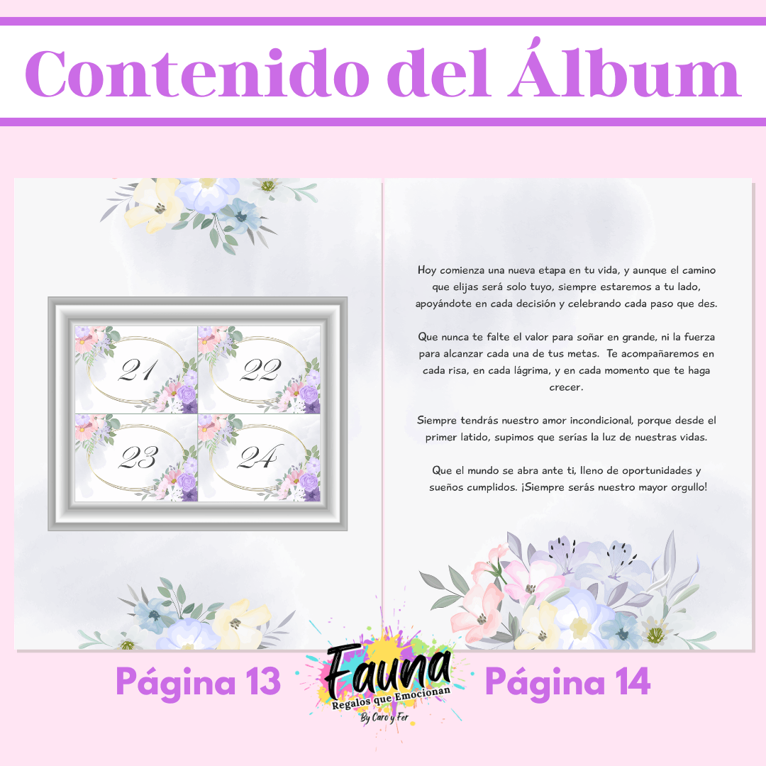 Álbum de Láminas 15 Años Personalizado con 18 Fotos - Fauna Regalos que emocionan