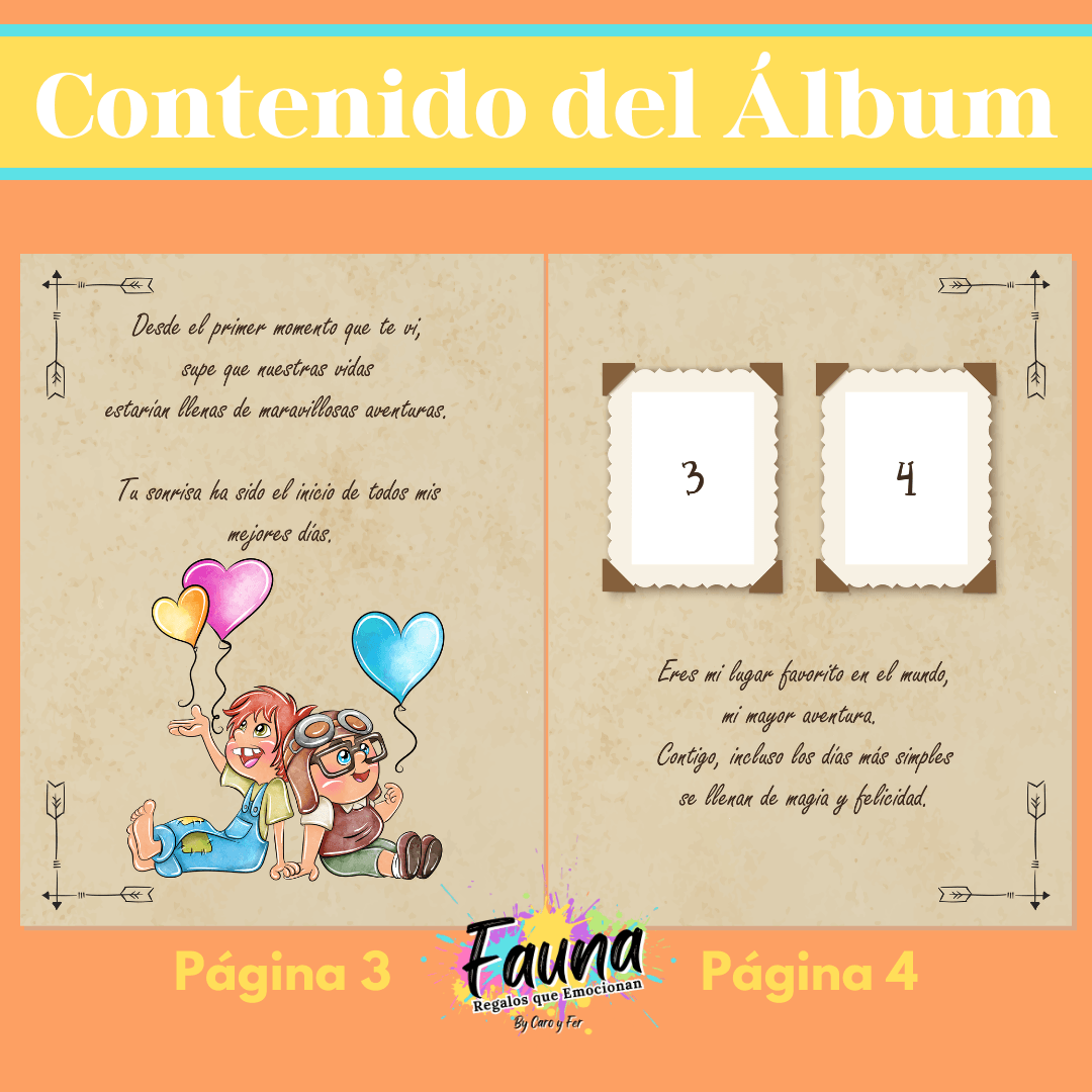 Álbum de Láminas de Amor inspirado en Up Personalizado con 18 Fotos - Fauna Regalos que emocionan