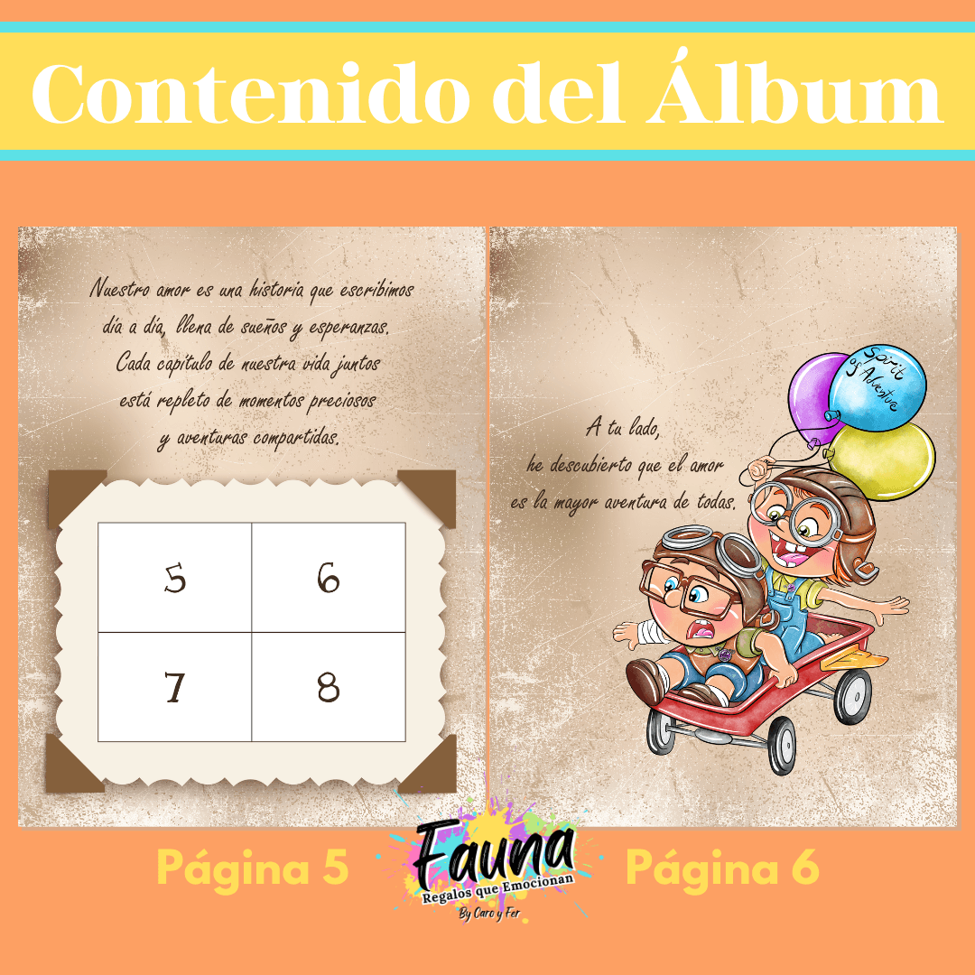 Álbum de Láminas de Amor inspirado en Up Personalizado con 18 Fotos - Fauna Regalos que emocionan