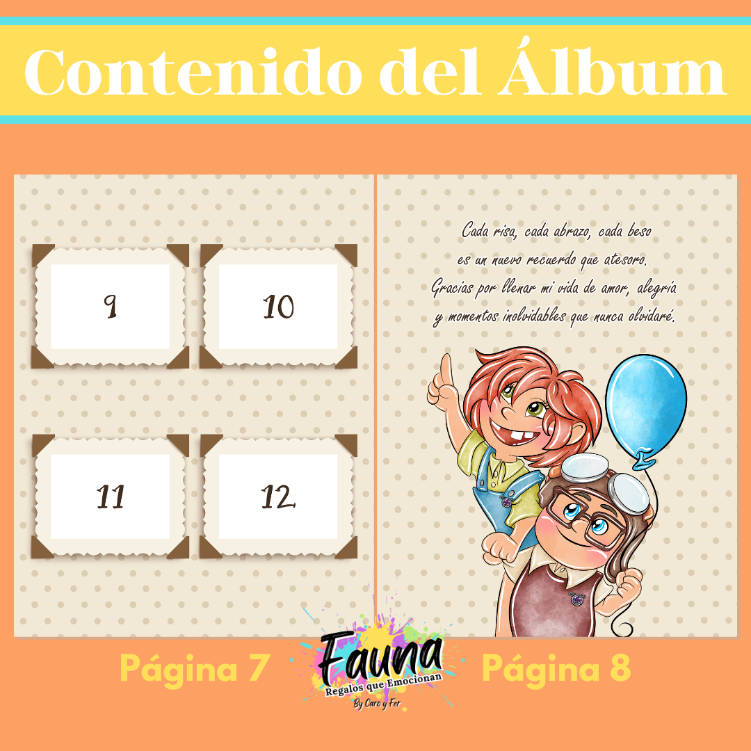 Álbum de Láminas de Amor inspirado en Up Personalizado con 18 Fotos - Fauna Regalos que emocionan
