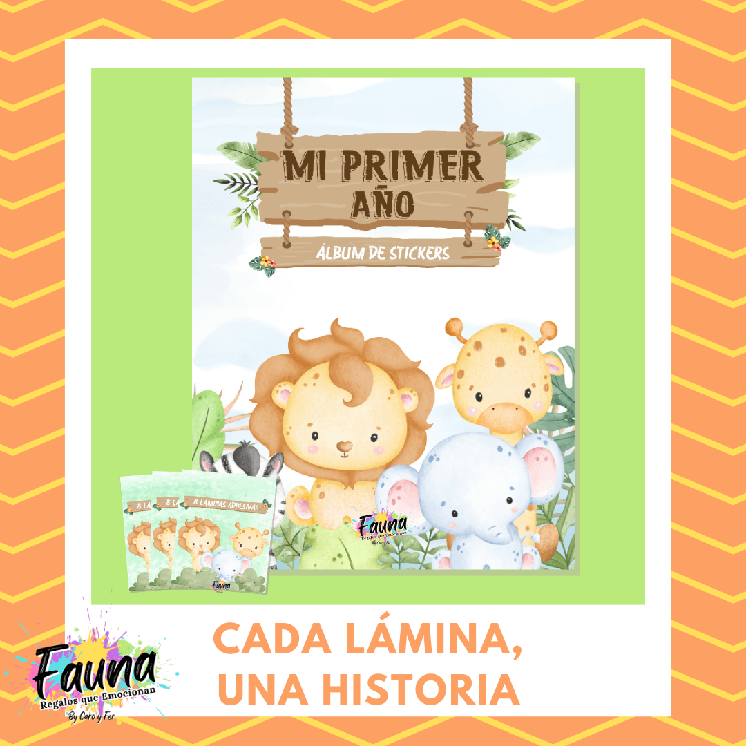 Álbum de Láminas Mi Primer Año para Bebé Personalizado con 18 Fotos - Fauna Regalos que emocionan