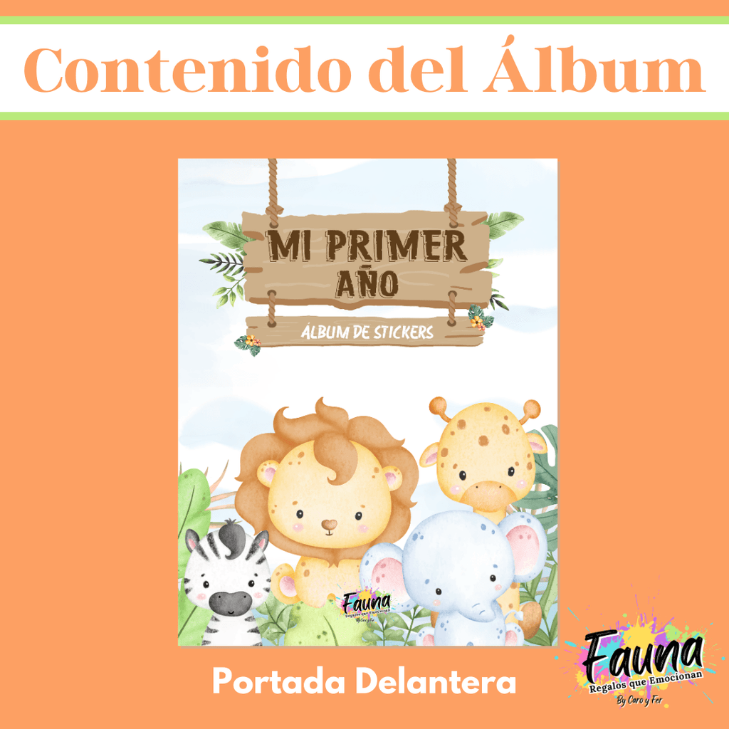 Álbum de Láminas Mi Primer Año para Bebé Personalizado con 18 Fotos - Fauna Regalos que emocionan