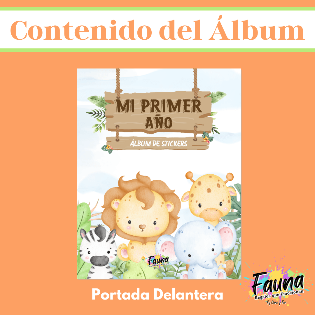 Álbum de Láminas Mi Primer Año para Bebé Personalizado con 18 Fotos - Fauna Regalos que emocionan