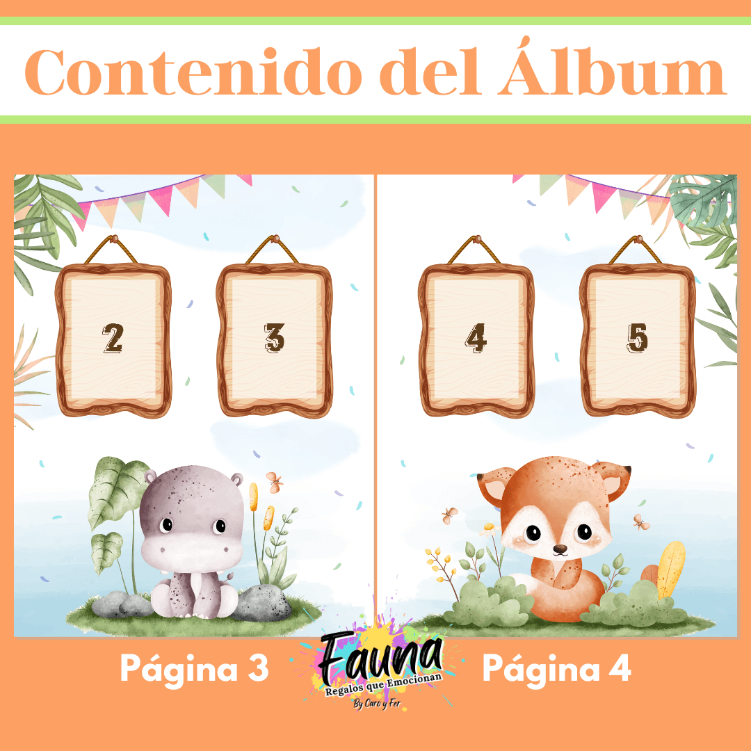 Álbum de Láminas Mi Primer Año para Bebé Personalizado con 18 Fotos - Fauna Regalos que emocionan