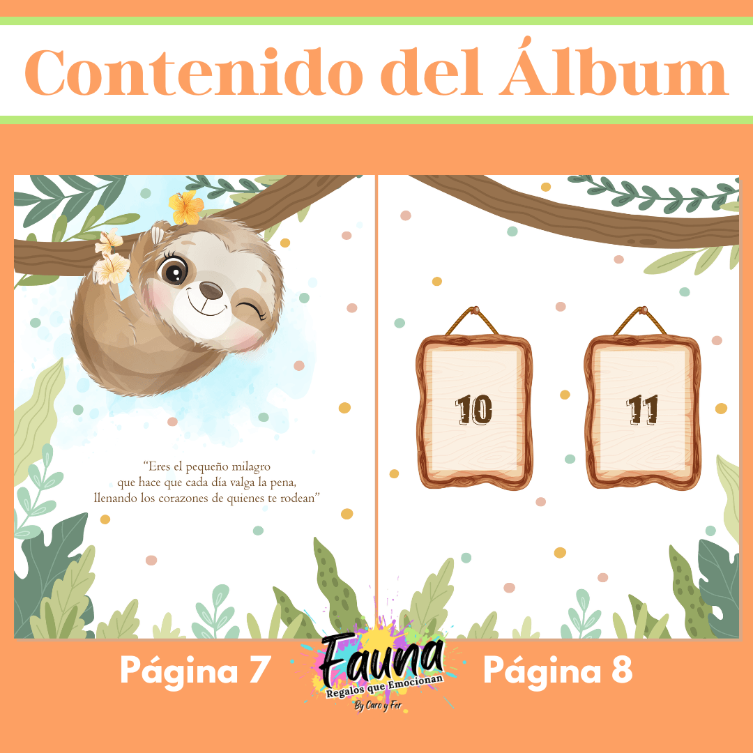 Álbum de Láminas Mi Primer Año para Bebé Personalizado con 18 Fotos - Fauna Regalos que emocionan