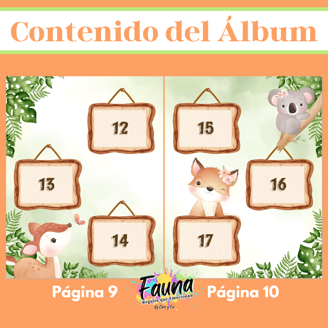 Álbum de Láminas Mi Primer Año para Bebé Personalizado con 18 Fotos - Fauna Regalos que emocionan