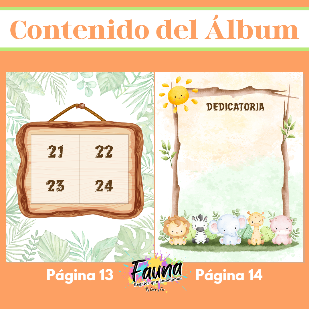 Álbum de Láminas Mi Primer Año para Bebé Personalizado con 18 Fotos - Fauna Regalos que emocionan