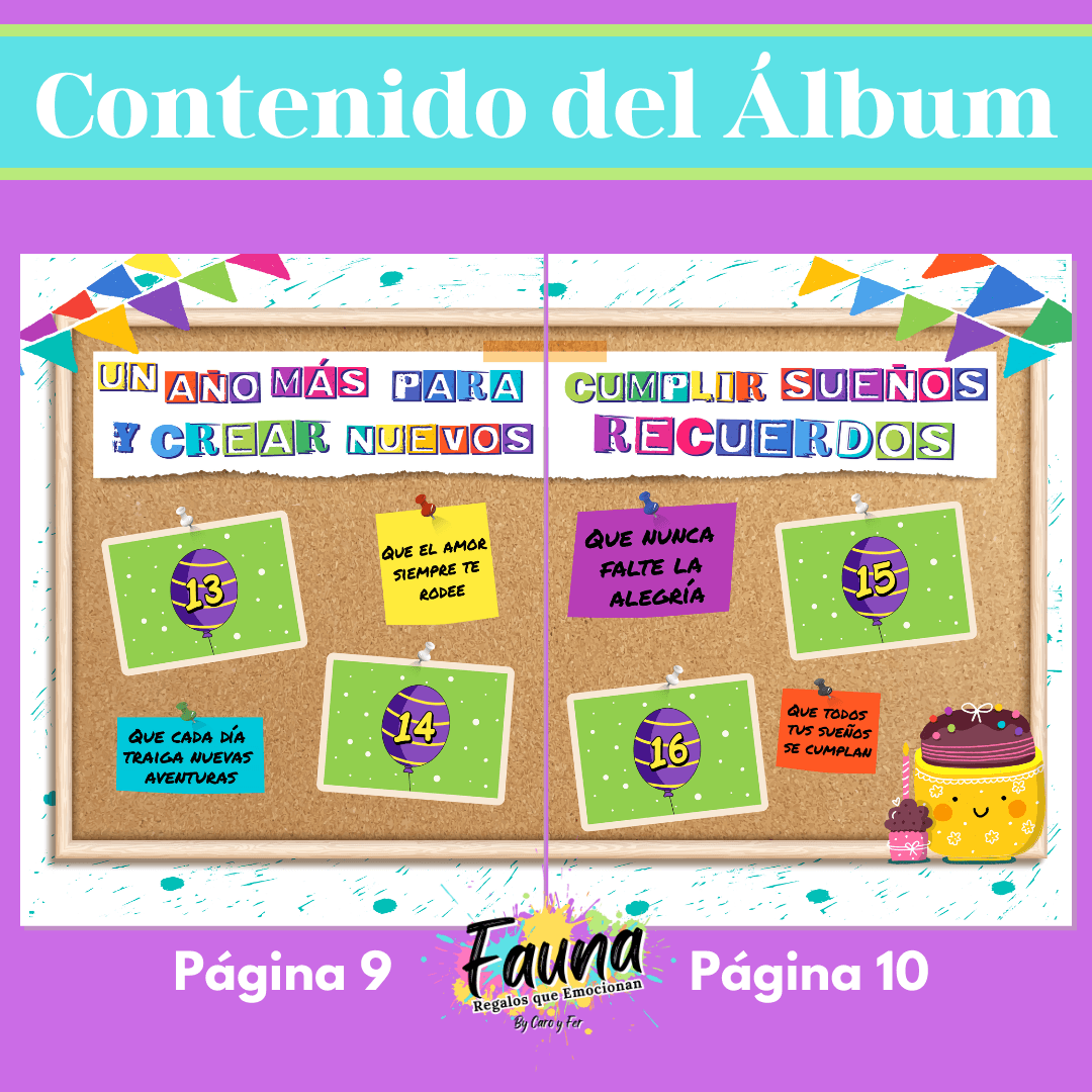 Álbum de Láminas Feliz Cumpleaños Personalizado con 18 Fotos - Fauna Regalos que emocionan