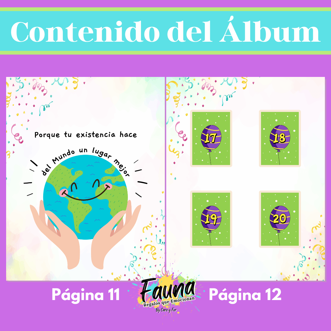 Álbum de Láminas Feliz Cumpleaños Personalizado con 18 Fotos - Fauna Regalos que emocionan