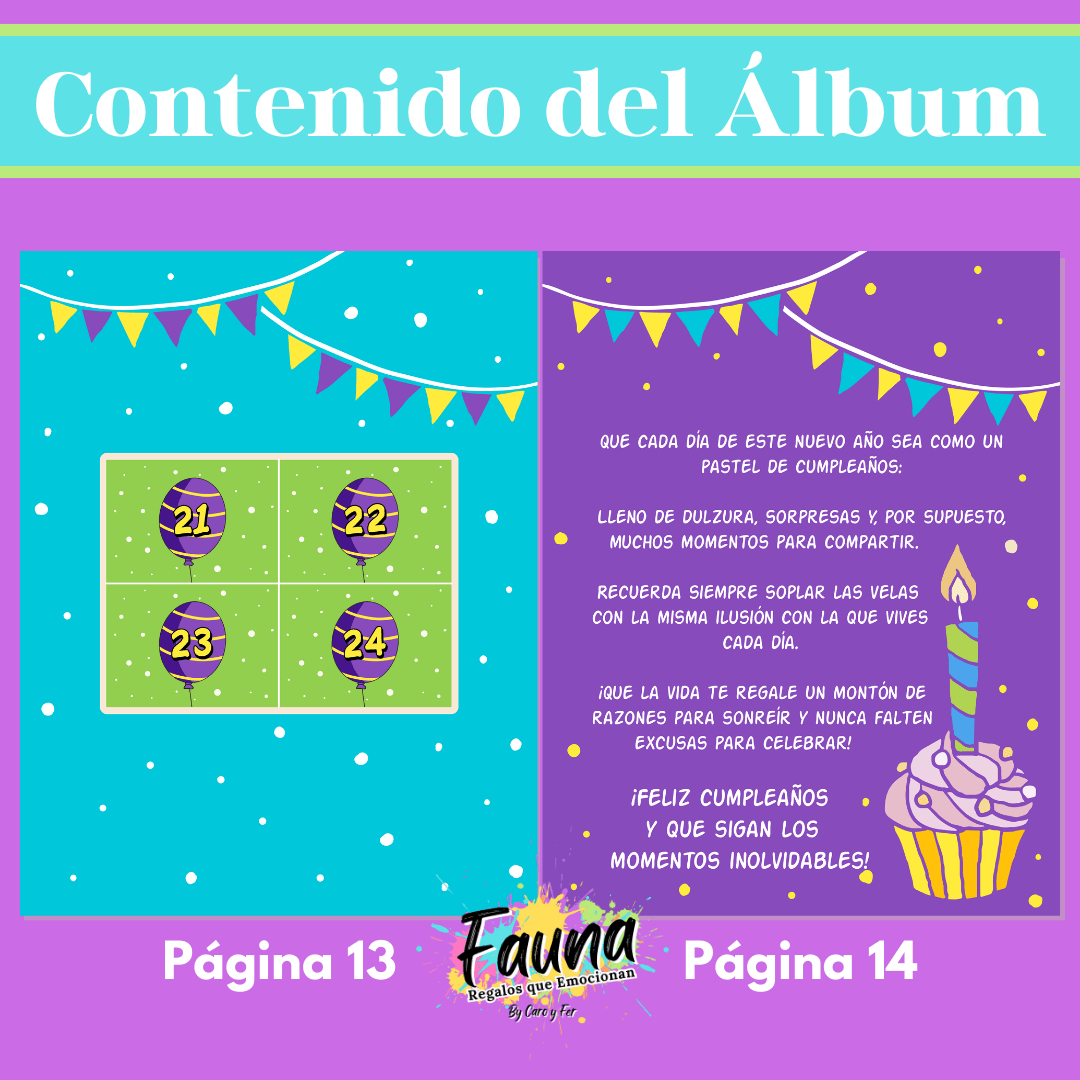 Álbum de Láminas Feliz Cumpleaños Personalizado con 18 Fotos - Fauna Regalos que emocionan