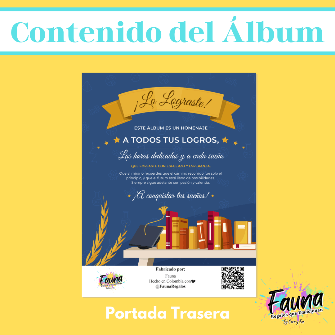 Álbum de Láminas de Grado Personalizado con 18 Fotos - Fauna Regalos que emocionan