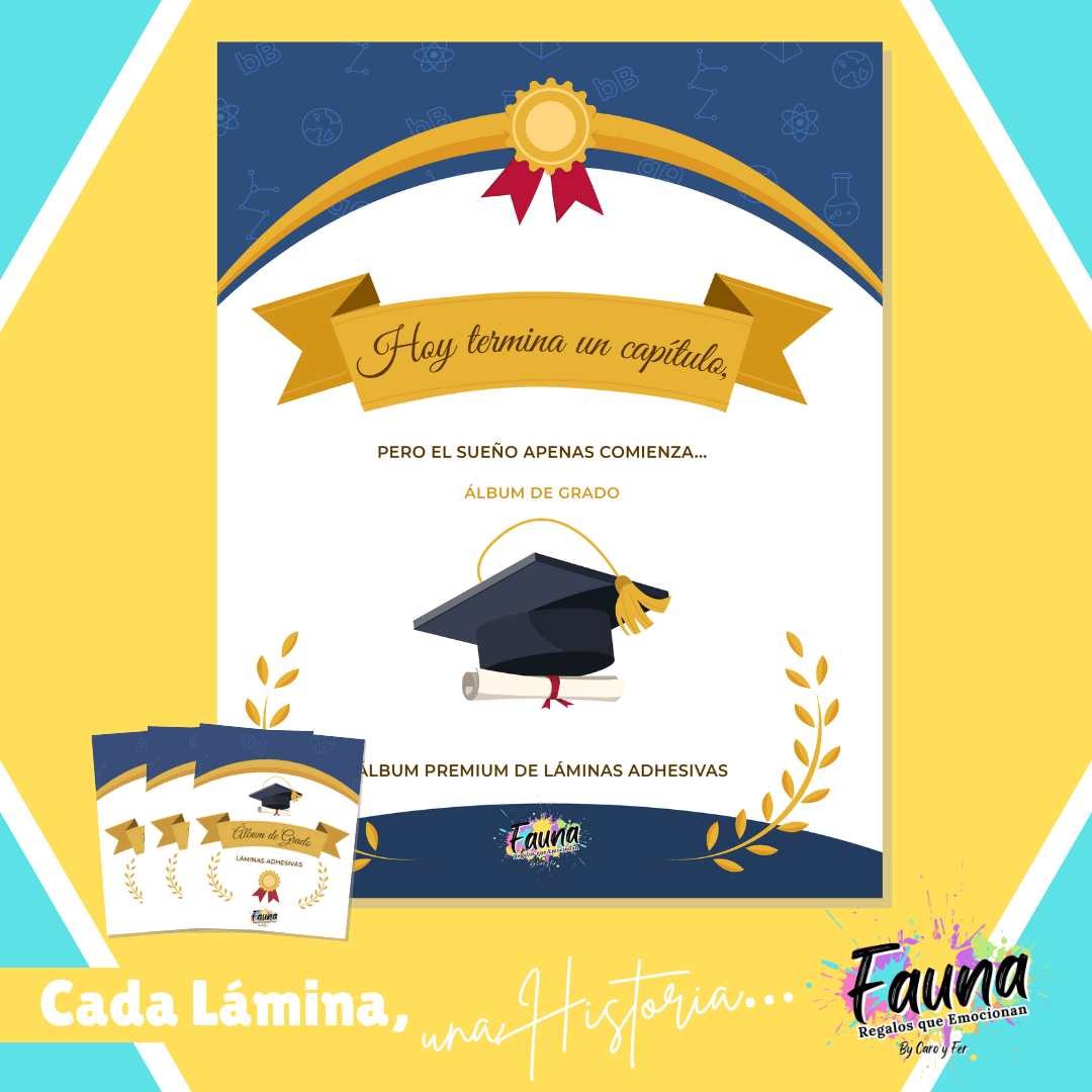 Álbum de Láminas de Grado Personalizado con 18 Fotos - Fauna Regalos que emocionan