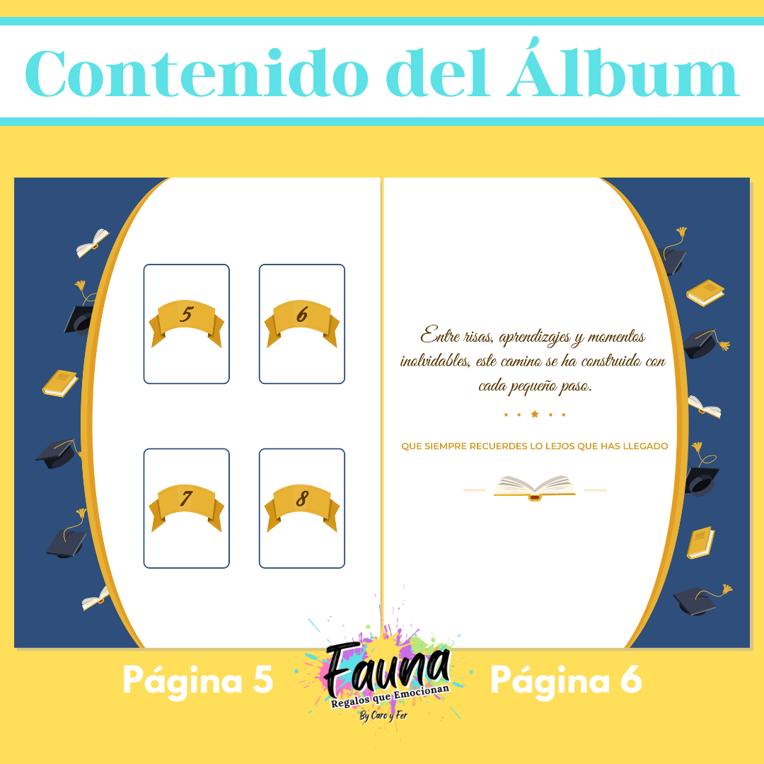 Álbum de Láminas de Grado Personalizado con 18 Fotos - Fauna Regalos que emocionan