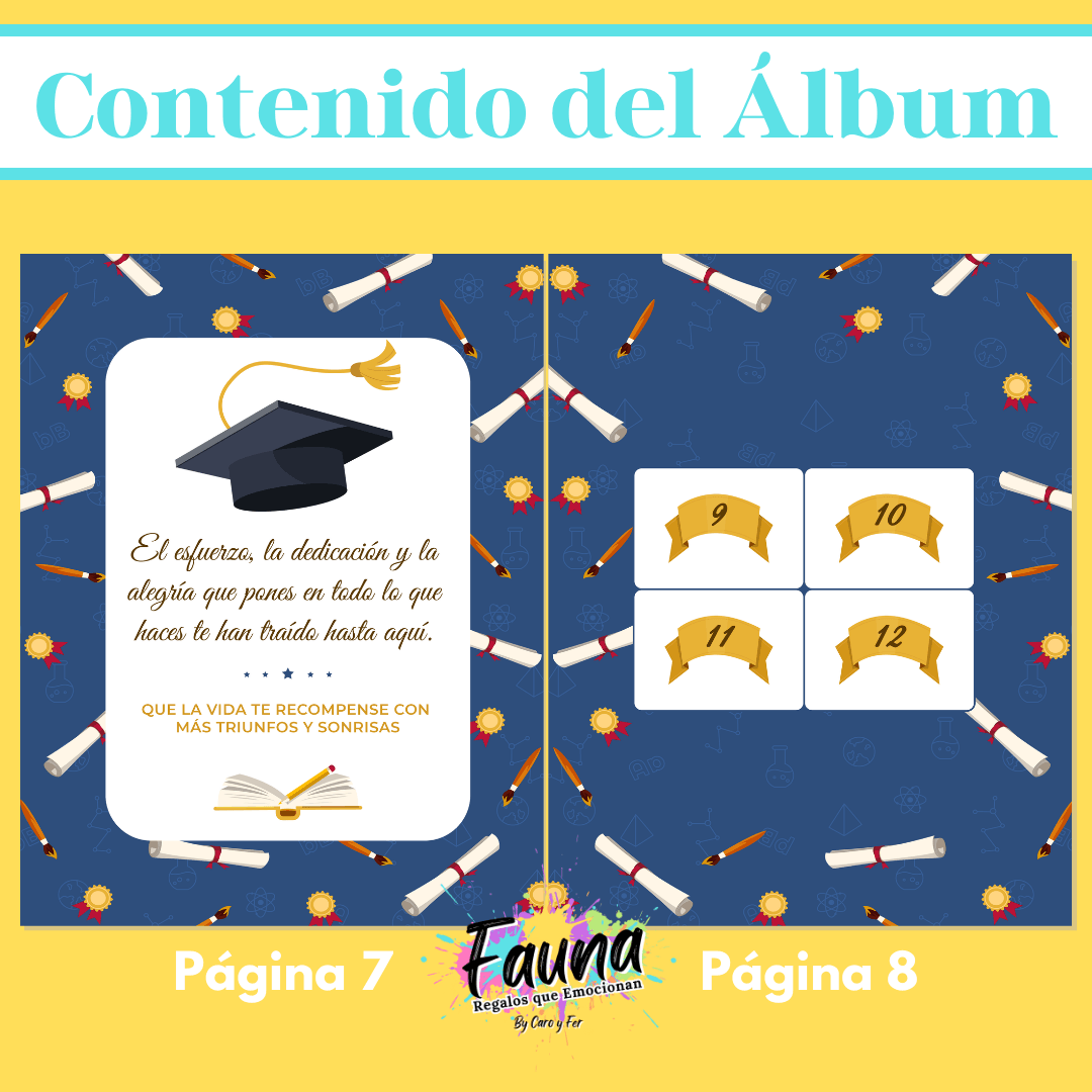 Álbum de Láminas de Grado Personalizado con 18 Fotos - Fauna Regalos que emocionan