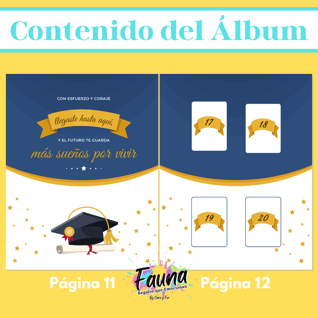 Álbum de Láminas de Grado Personalizado con 18 Fotos - Fauna Regalos que emocionan