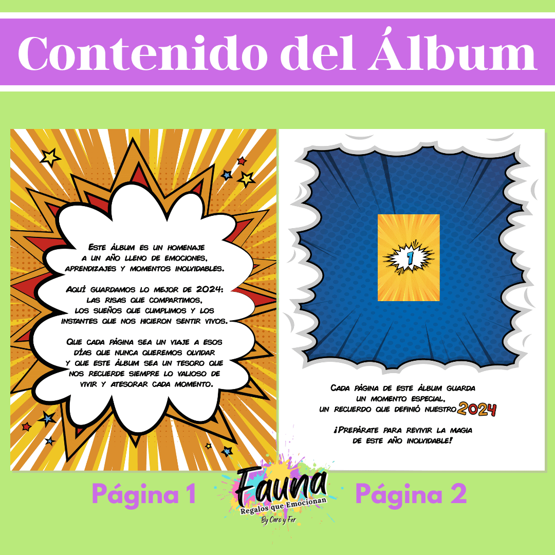 Álbum de Láminas Nuestro 2024 Personalizado con 18 Fotos - Fauna Regalos que emocionan