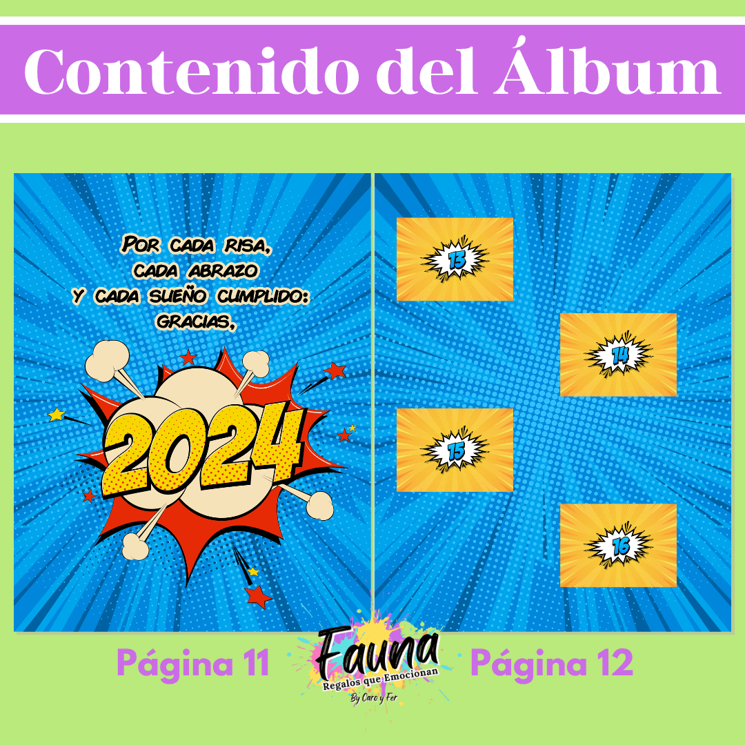 Álbum de Láminas Nuestro 2024 Personalizado con 18 Fotos - Fauna Regalos que emocionan