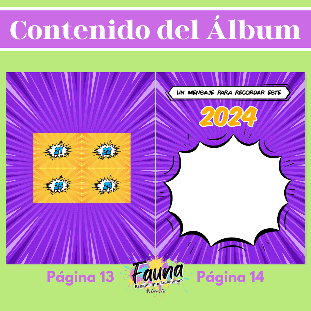Álbum de Láminas Nuestro 2024 Personalizado con 18 Fotos - Fauna Regalos que emocionan