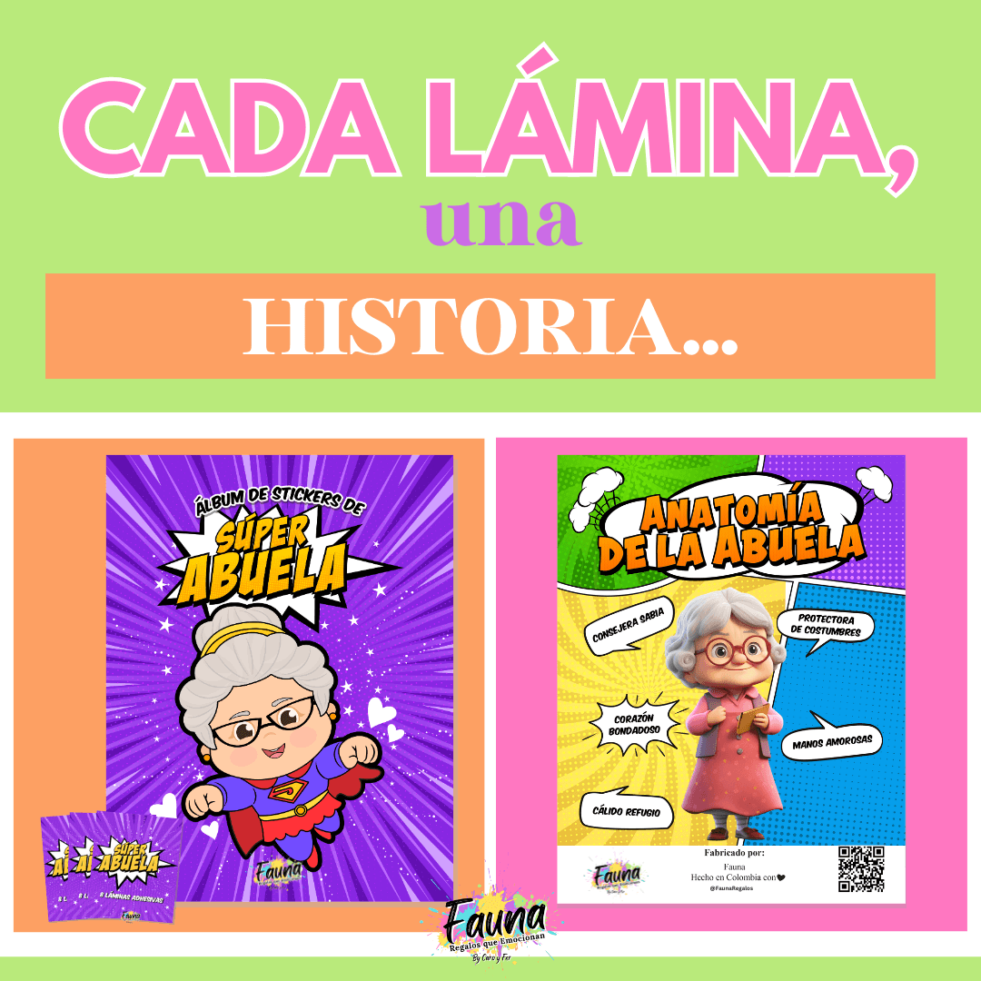 Álbum de Láminas Súper Abuela Personalizado con 18 Fotos - Fauna Regalos que emocionan