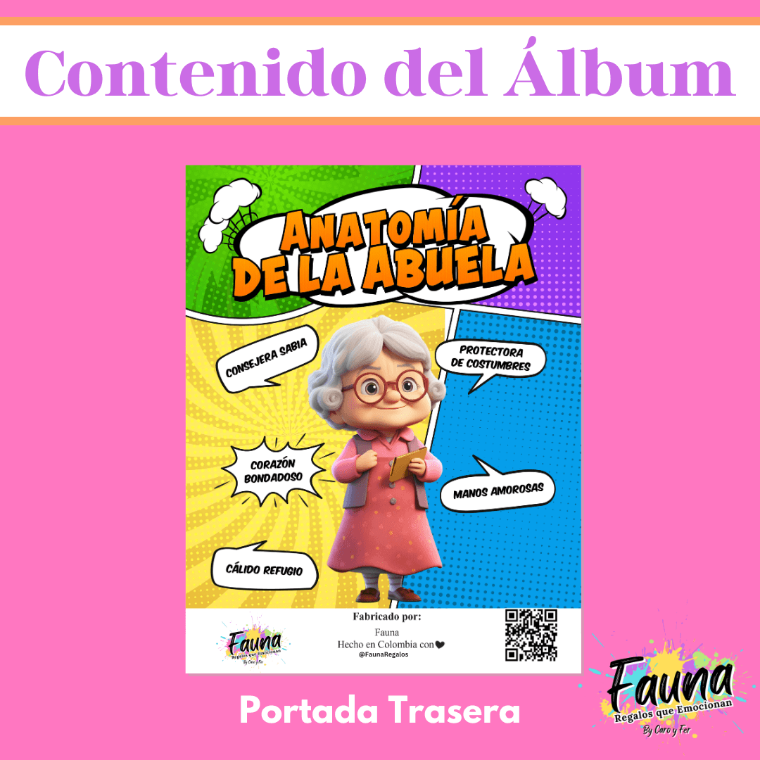 Álbum de Láminas Súper Abuela Personalizado con 18 Fotos - Fauna Regalos que emocionan