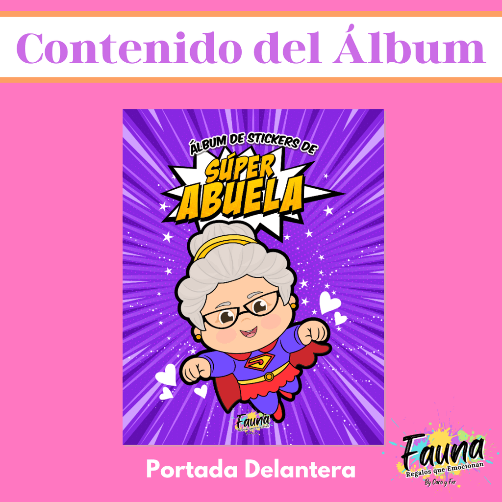 Álbum de Láminas Súper Abuela Personalizado con 18 Fotos - Fauna Regalos que emocionan