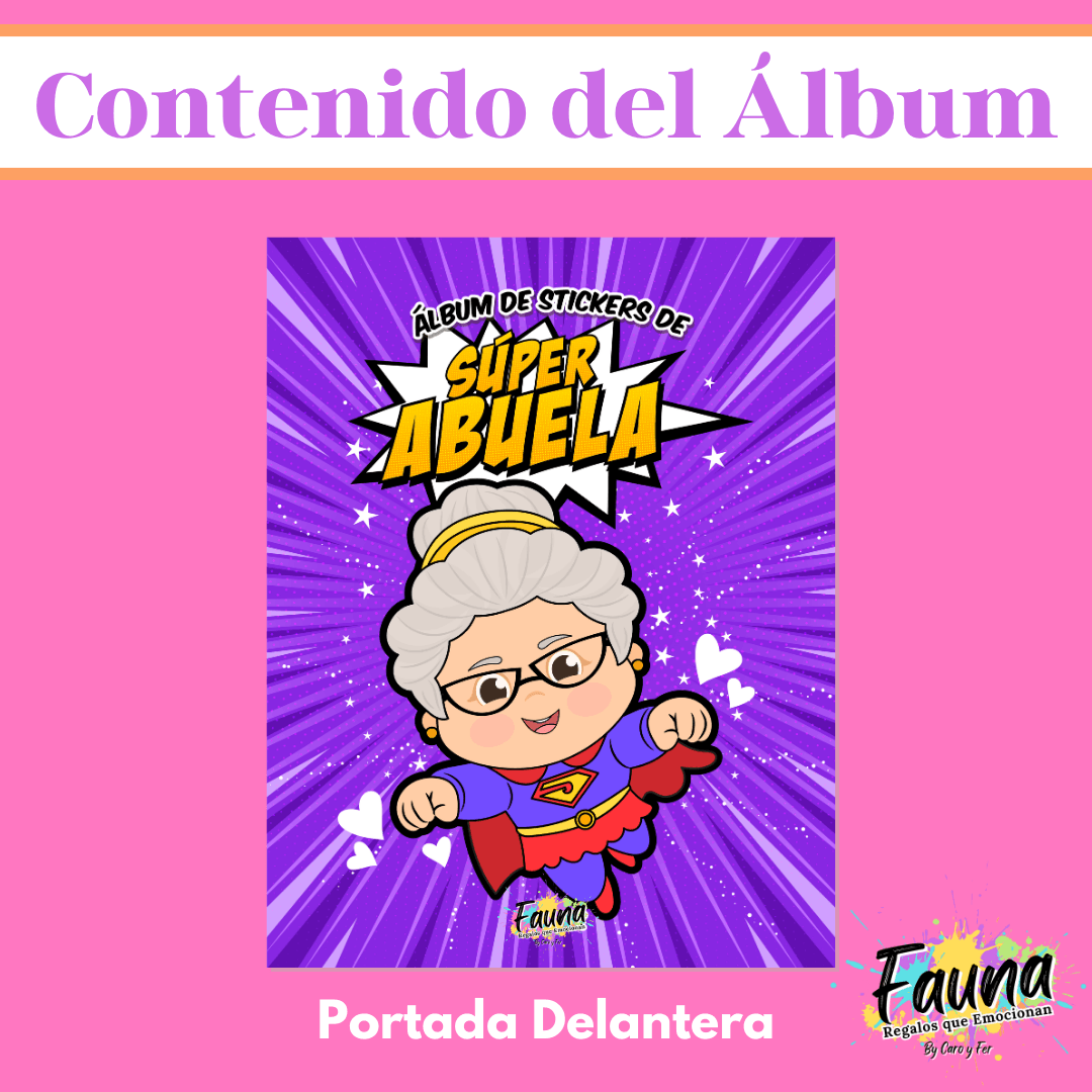 Álbum de Láminas Súper Abuela Personalizado con 18 Fotos - Fauna Regalos que emocionan