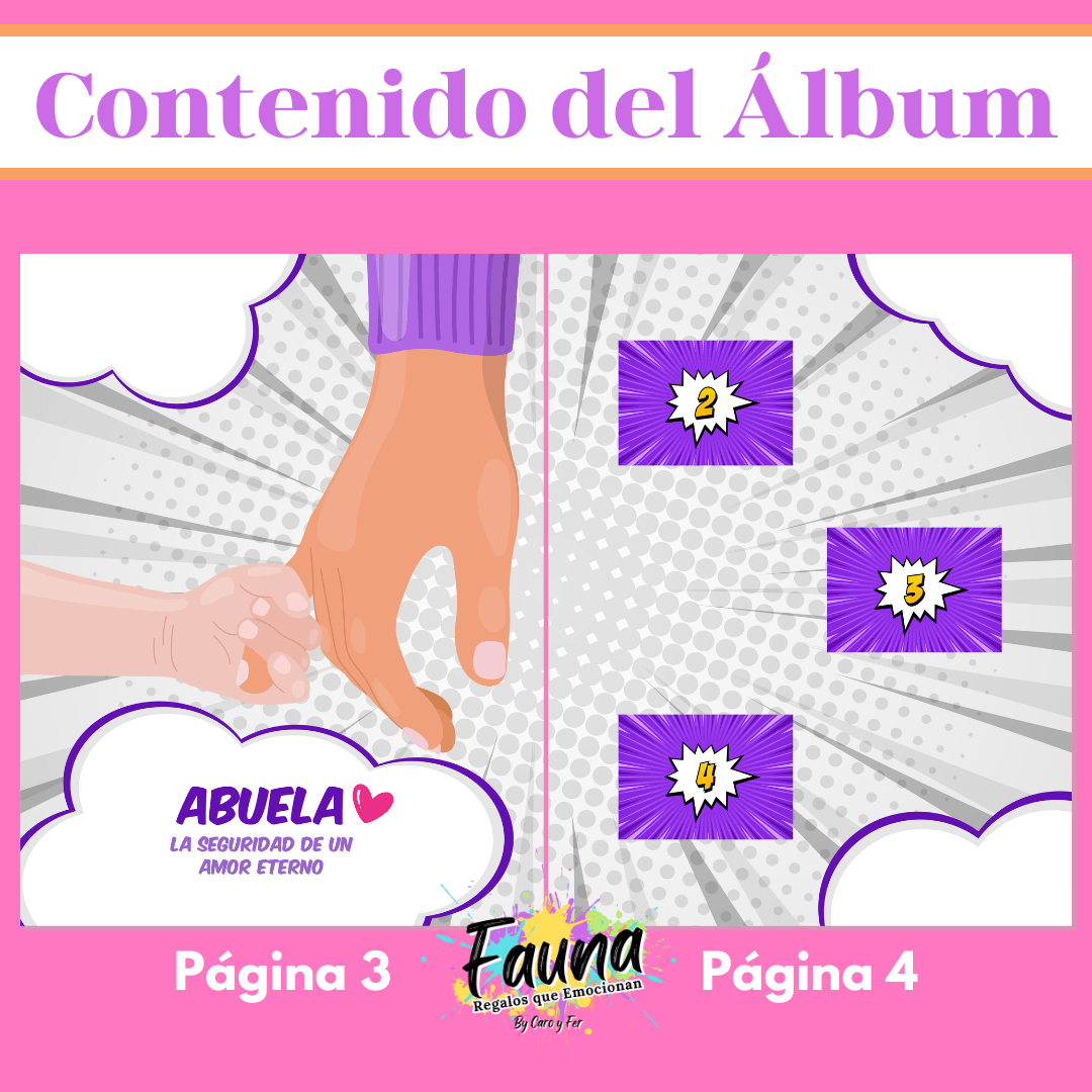 Álbum de Láminas Súper Abuela Personalizado con 18 Fotos - Fauna Regalos que emocionan