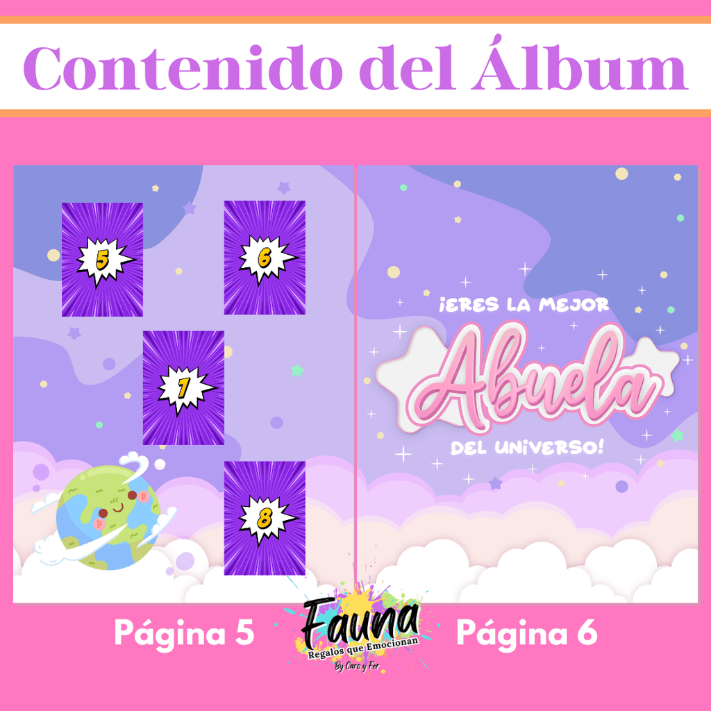 Álbum de Láminas Súper Abuela Personalizado con 18 Fotos - Fauna Regalos que emocionan