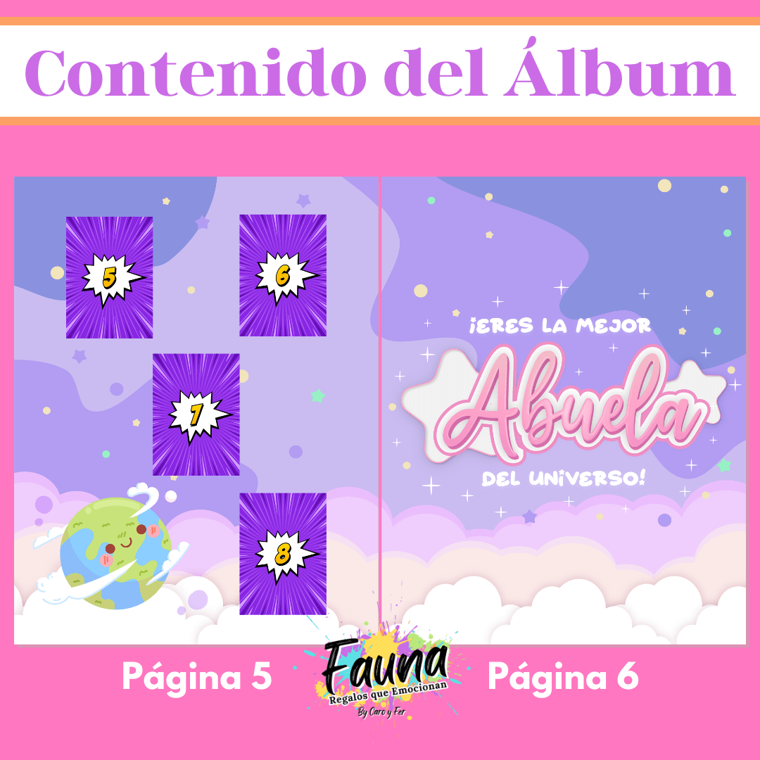 Álbum de Láminas Súper Abuela Personalizado con 18 Fotos - Fauna Regalos que emocionan