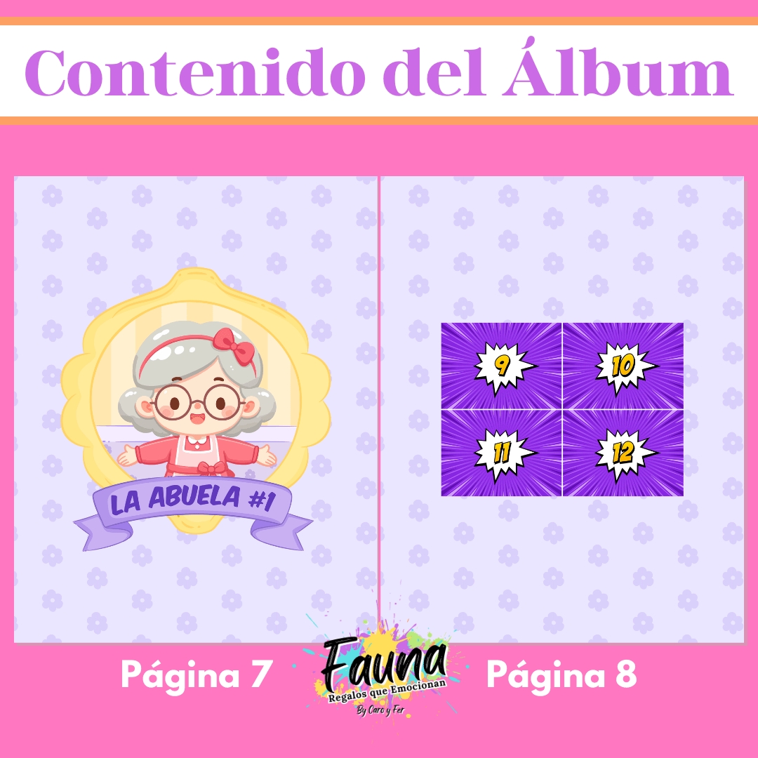 Álbum de Láminas Súper Abuela Personalizado con 18 Fotos - Fauna Regalos que emocionan