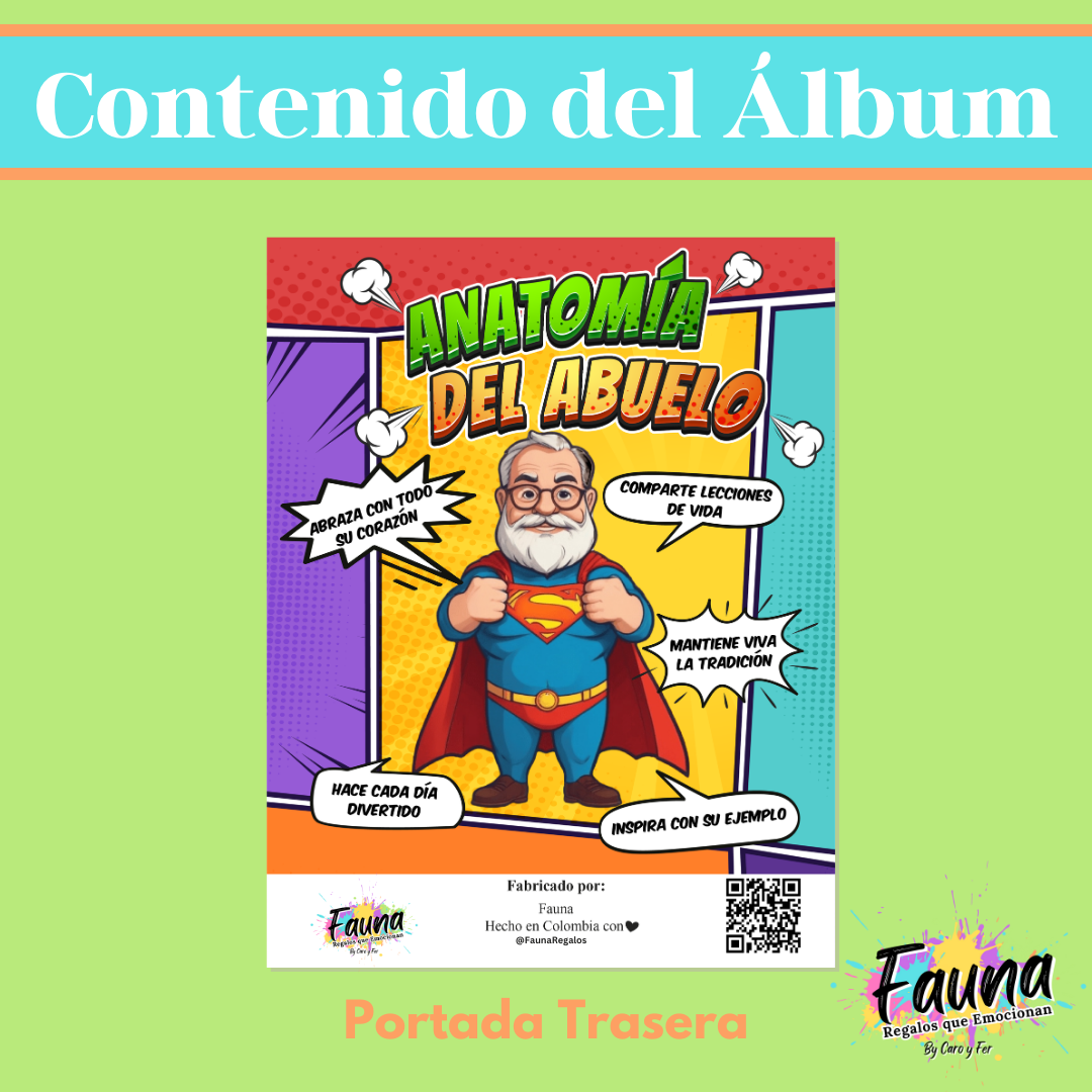 Álbum de Láminas Súper Abuelo Personalizado con 18 Fotos - Fauna Regalos que emocionan