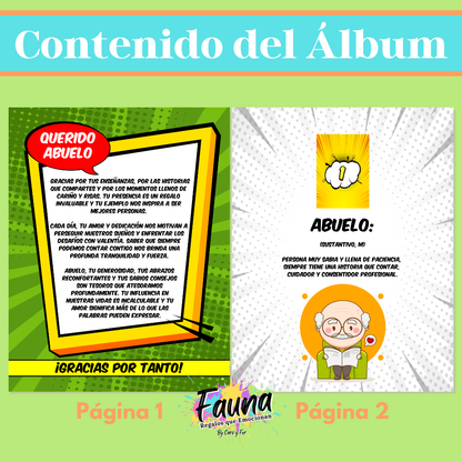 Álbum de Láminas Súper Abuelo Personalizado con 18 Fotos - Fauna Regalos que emocionan