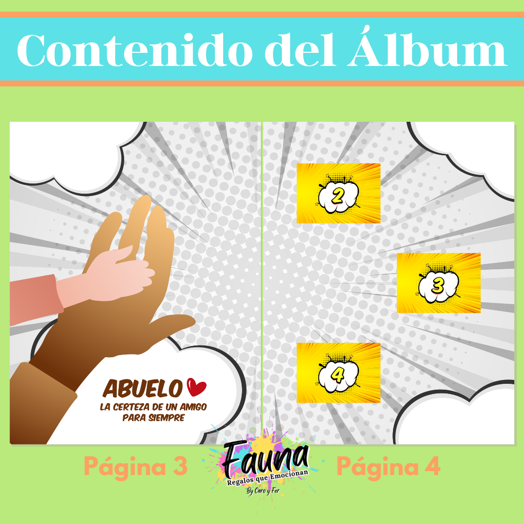 Álbum de Láminas Súper Abuelo Personalizado con 18 Fotos - Fauna Regalos que emocionan