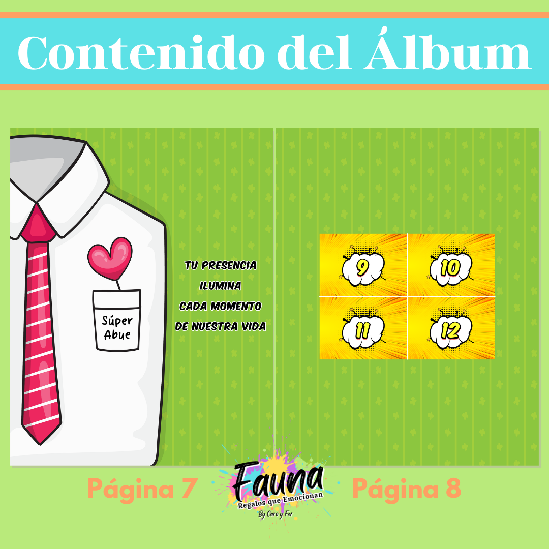 Álbum de Láminas Súper Abuelo Personalizado con 18 Fotos - Fauna Regalos que emocionan