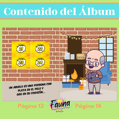 Álbum de Láminas Súper Abuelo Personalizado con 18 Fotos - Fauna Regalos que emocionan