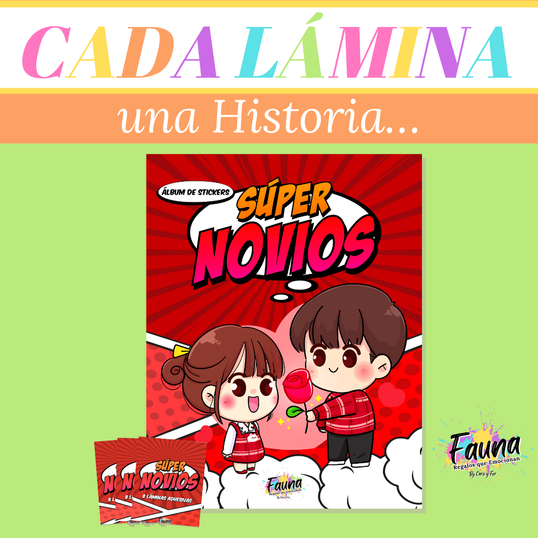 Álbum de Láminas Súper Novios Personalizado con 18 Fotos - Fauna Regalos que emocionan