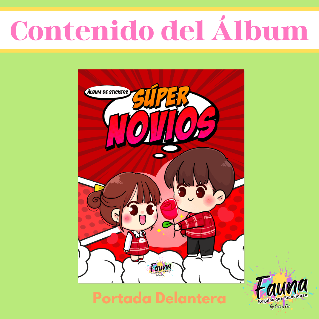 Álbum de Láminas Súper Novios Personalizado con 18 Fotos - Fauna Regalos que emocionan