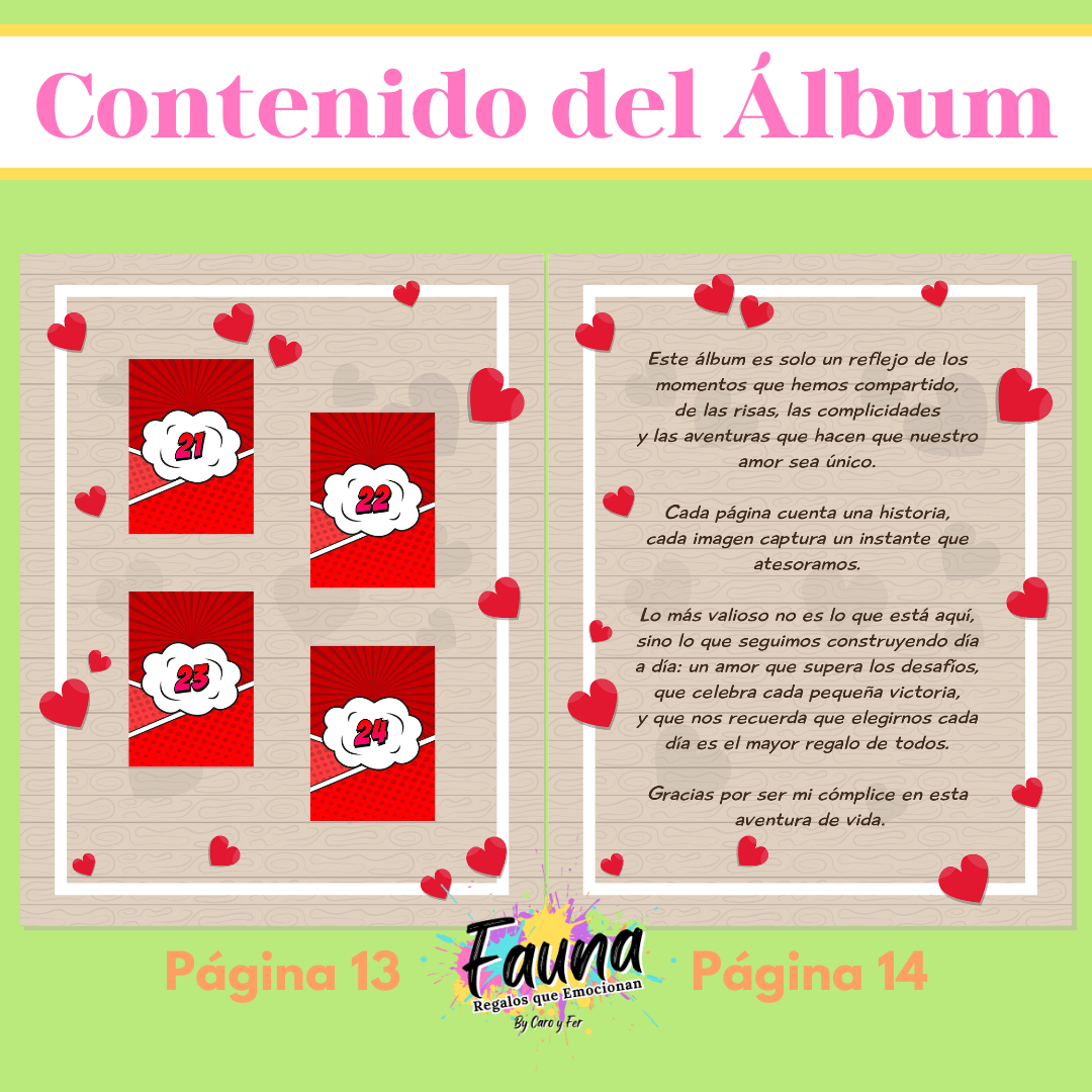Álbum de Láminas Súper Novios Personalizado con 18 Fotos - Fauna Regalos que emocionan