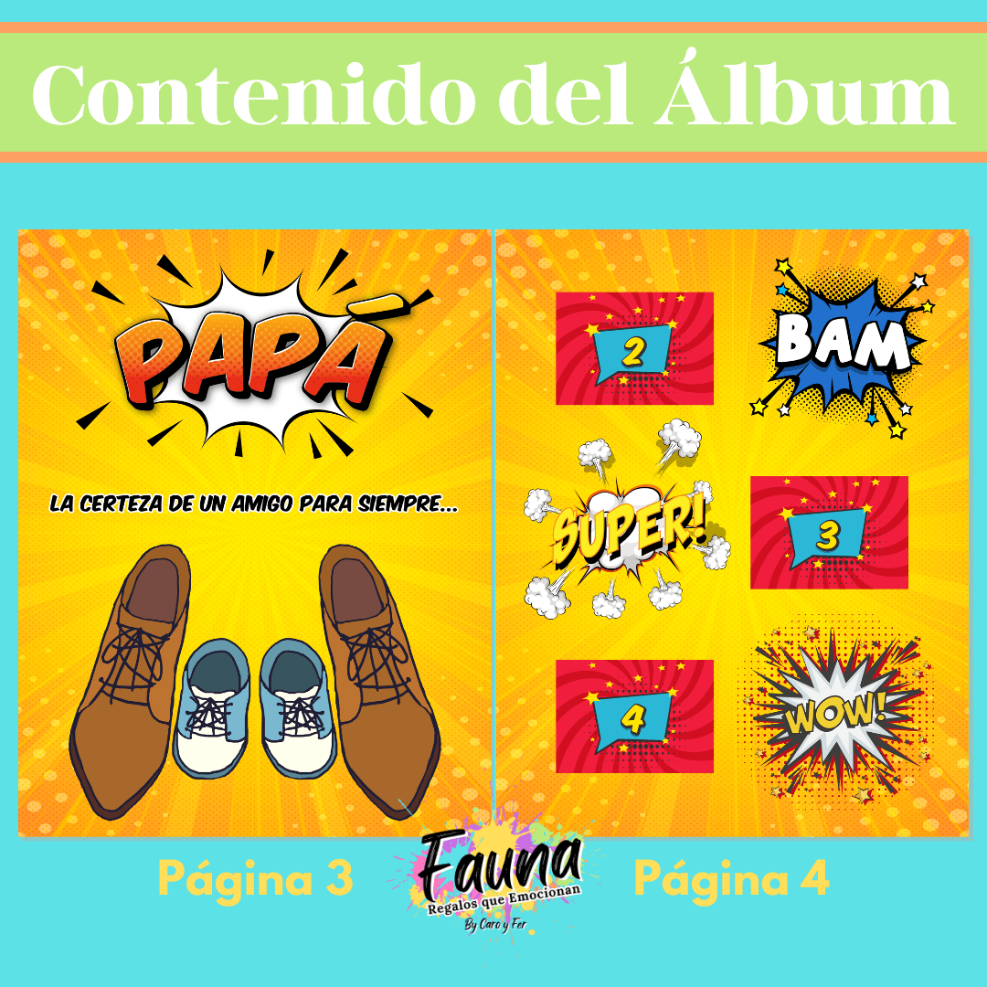 Álbum de Láminas para Papá Personalizado con 18 Fotos - Fauna Regalos que emocionan