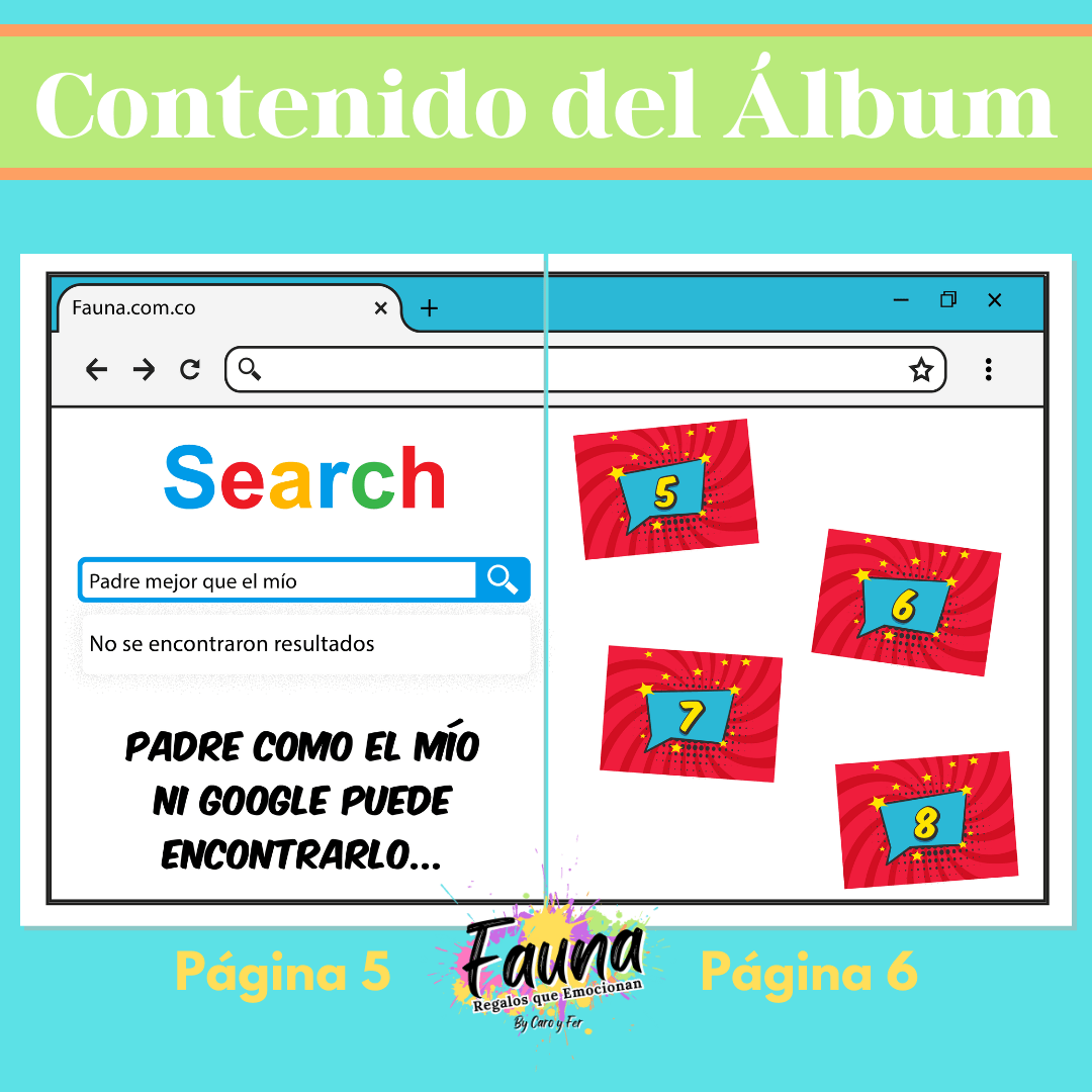 Álbum de Láminas para Papá Personalizado con 18 Fotos - Fauna Regalos que emocionan